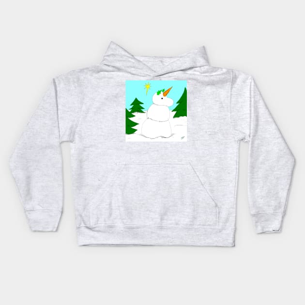 Snow Unicorn Kids Hoodie by saraperry